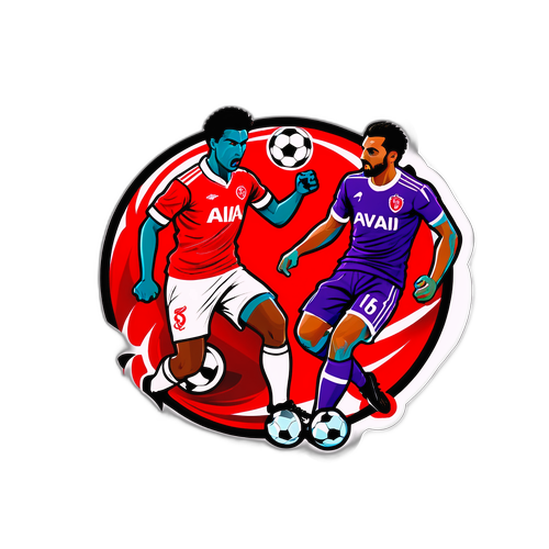 Sticker ilustrând un duel intens între echipele Wydad AC și Al Ain