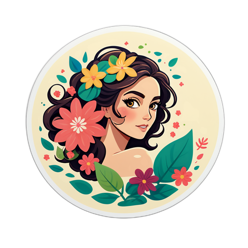 Natur-tema klistremerke med blomster