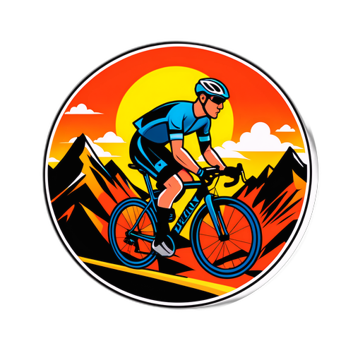 Fietser op bergachtig landschap