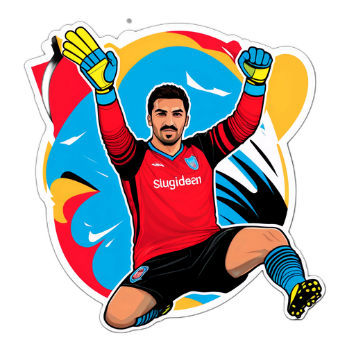 Stiker Uğurcan Çakır dalam Pose Heroik