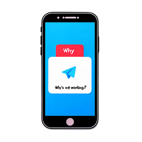 Минималистичный стикер с вопросом 'Почему Telegram не работает?'