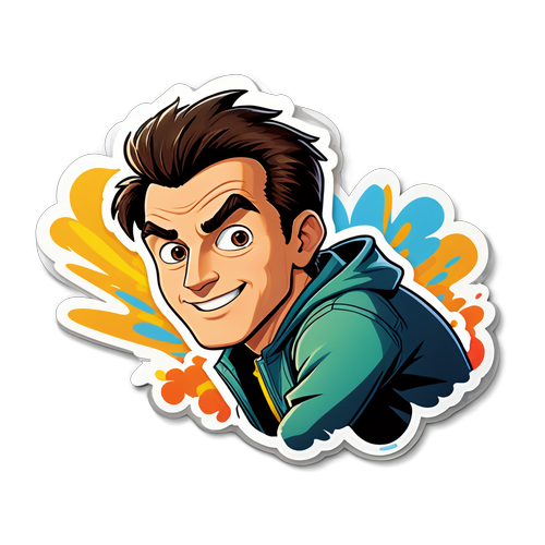 Cool sticker med Daniel Adams-Ray cartoon