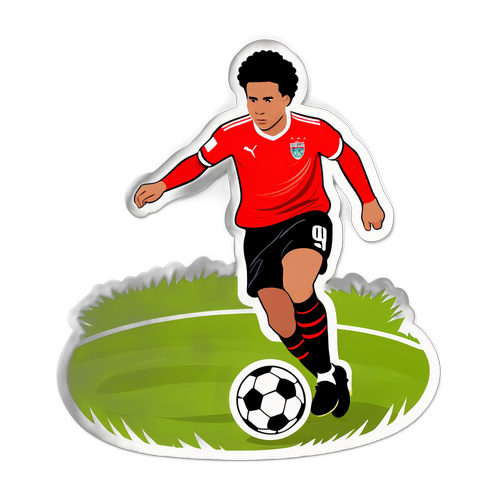 Sticker jucător PSV dribling minge pe teren verde