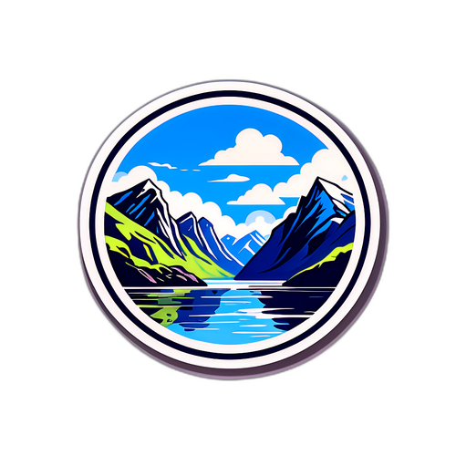 노르웨이 피요르드와 산의 화려한 풍경 스티커