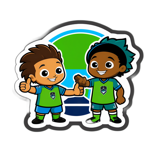 Cute Mascots High-Fiving on Soccer Field