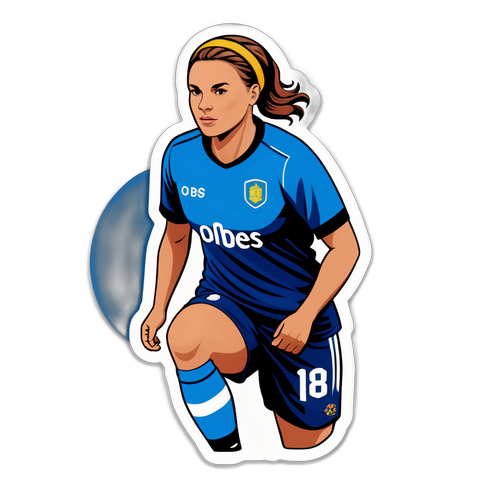 Sticker med en kvinnlig fotbollsspelare i OBOS Damallsvenskan-dräkt
