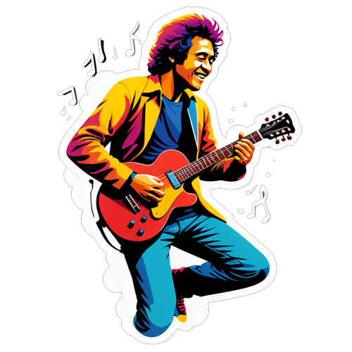 Stiker Iwan Fals dengan Gitar