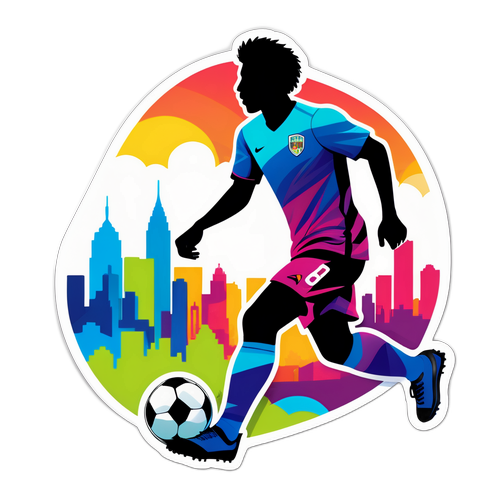 Giocatore di Calcio in Silhouette con Scenografia Urbana