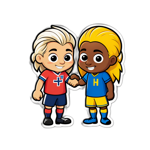 Vennlig fotballmaskoter fra Norge og Sverige