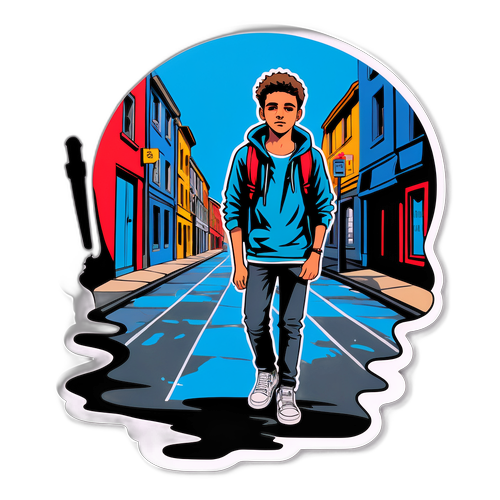 Peinture de rue représentant un adolescent dans un décor urbain, symbolisant la disparition à Clermont-Ferrand