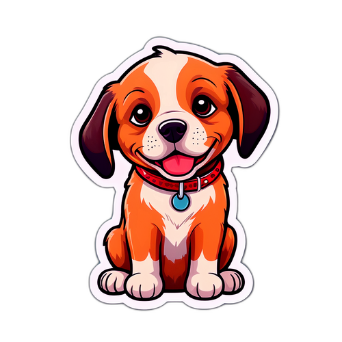 Стикер с любопытным щенком