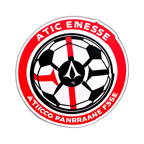 Яркая наклейка с футбольным мячом и логотипом команды "Атлетико Паранаэнсе"