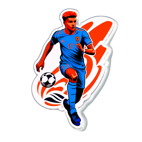 Ilustracja młodego piłkarza z Holandii U21 w akcji