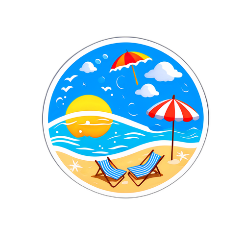 Sticker Mùa Hè Bãi Biển