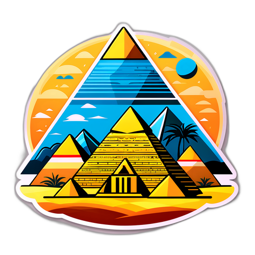 Стикер с египетскими пирамидами и зимбабвийскими символами