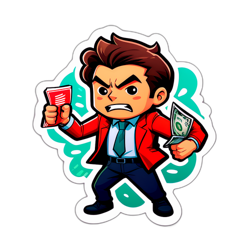 주식 거래의 긴급함을 담은 만화 스타일 캐릭터 스티커
