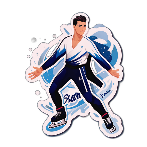 Nálepka znázorňující elegantní pohyb na ledě