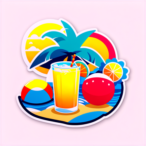 Summer Beach Scene Sticker