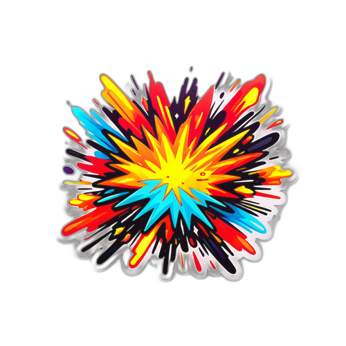 Autocollant enflammé représentant une explosion artistique