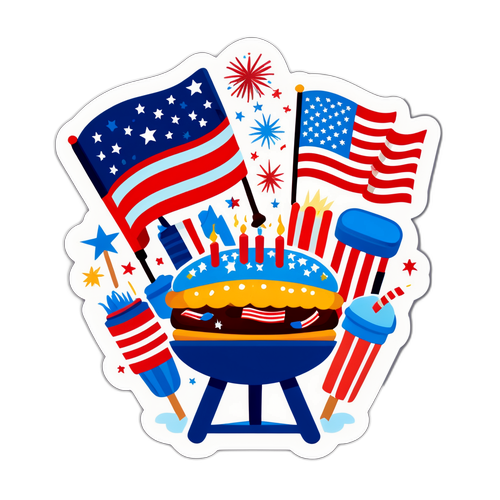 Étiquette de scène festive du 4 juillet