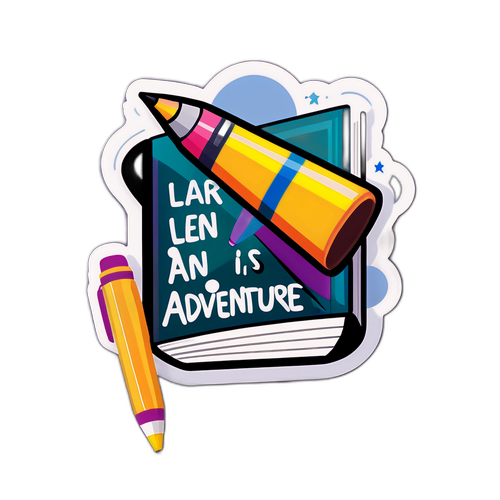 Kolorowa naklejka z notatnikiem i długopisem