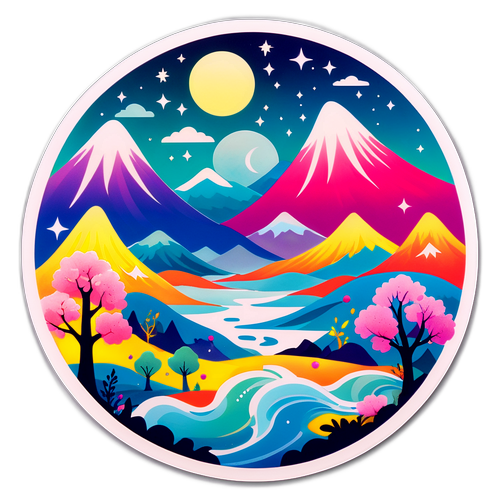 幻想的な風景のアートステッカー