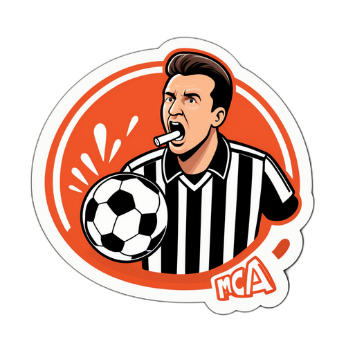 Sticker met Marca logo, voetbal en scheidsrechter
