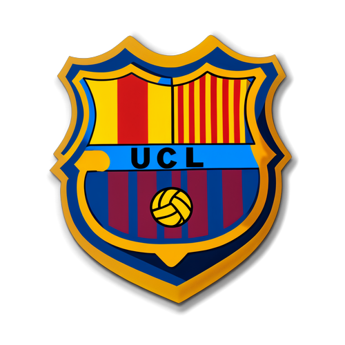 Fortryllende Barcelona Sticker Med Trofæet for UEFA Champions League!