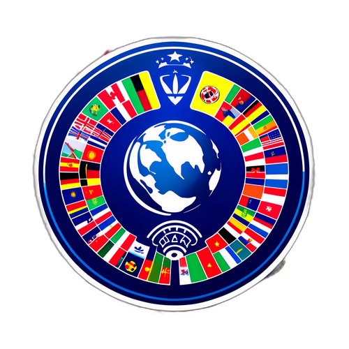 Sticker mit dem Champions-League-Logo und den Flaggen der teilnehmenden Länder