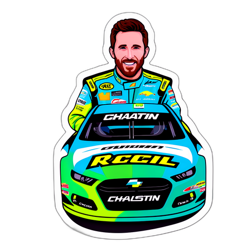Action-Packed Racing Sticker Featuring Ross Chastain