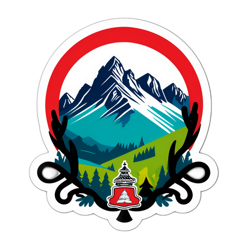 Østerrikes alpine landskap med kulturelle symboler