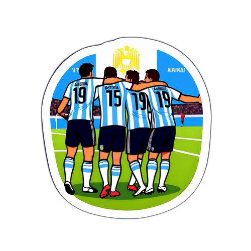 Sticker đội tuyển Argentina ăn mừng chiến thắng trên sân bóng