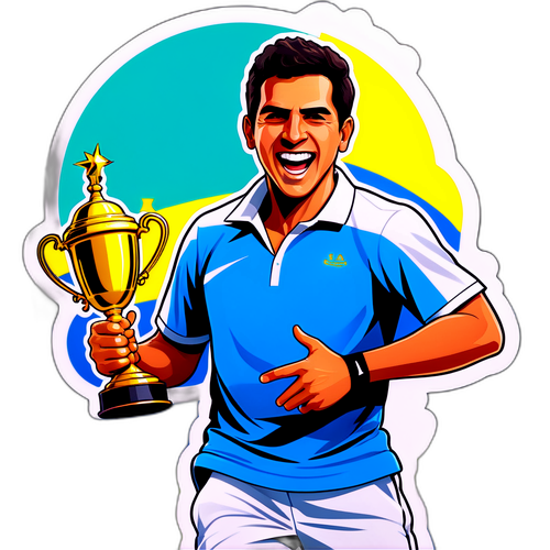 Nhãn dán sôi động của Carlos Alcaraz ăn mừng chiến thắng tại một trận đấu quần vợt