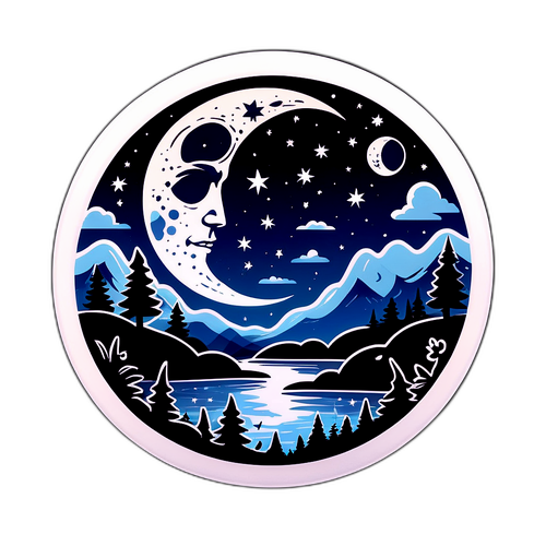 Fases de la Luna en un Paisaje Nocturno