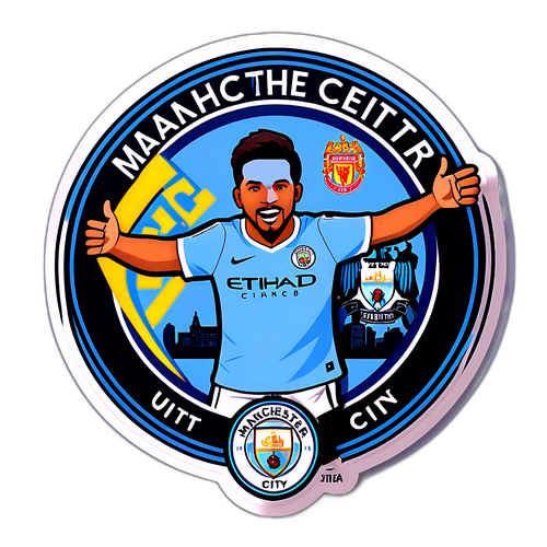 Manchester City-fans jublende i klubbfarger