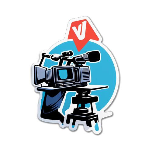 Sticker VTV1 với phóng viên trong studio
