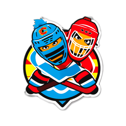 Стикер с символами хоккейных команд Каролины и Калгари