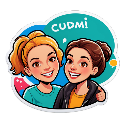 Fröhlicher Aufkleber von Claudia Stöckl und Udo
