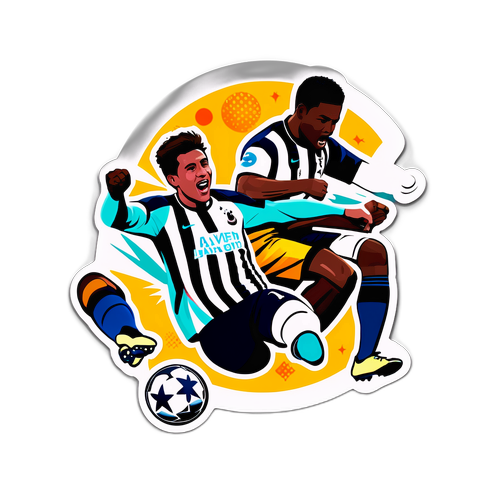 뉴캐슬과 토트넘의 열정적인 선수들 모습 스티커 디자인