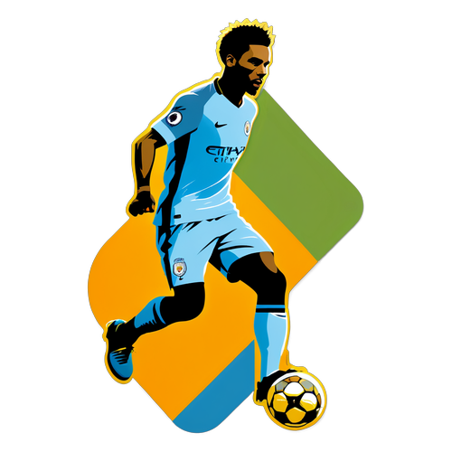 Sherehekea Manchester City: Silhouette ya Mchezaji Ikicheza na Mandhari ya Jiji!