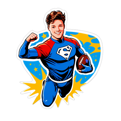 An Artistic Sticker of Josh Allen as a Superhero