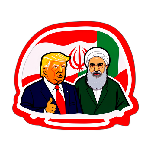 Étiquette illustrée sur les tensions entre l'Iran et Trump