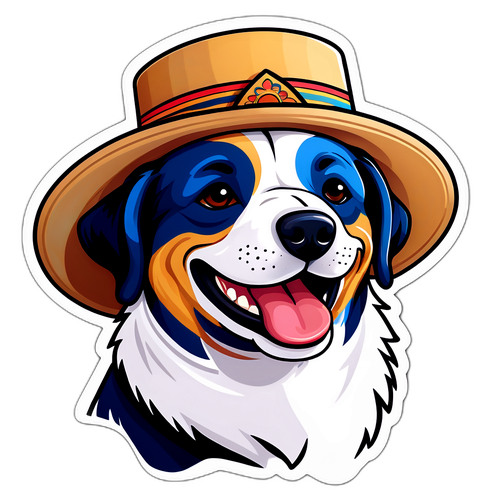 Diseño artístico de un perro Bahar con sombrero argentino