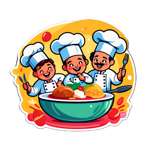 מדבקה שובבה של שפים בתחרות אוכל