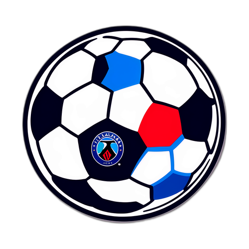 Sjov klistermærke af en fodbold med Atalanta og Milans logoer