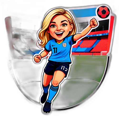 Karikerad Hanna Marklund i fotbollspose