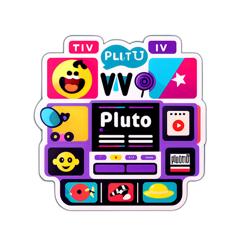Retroklistermärke av Pluto TVs användargränssnitt