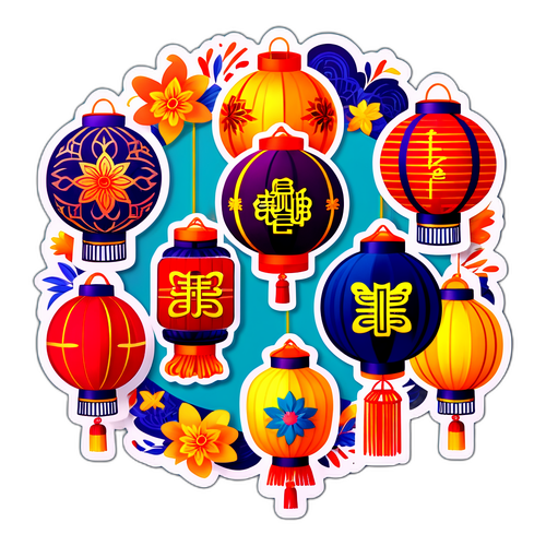 中秋燈籠主題貼紙