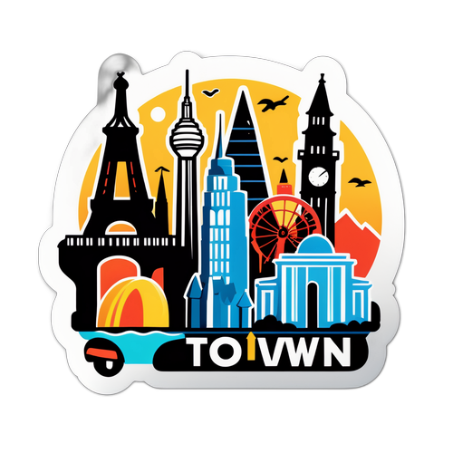 Gタウンのランドマークイラストステッカー