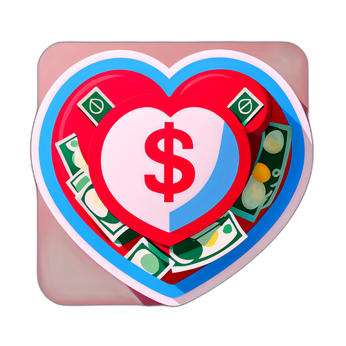 子供の手当を象徴するハートとお金のデザイン